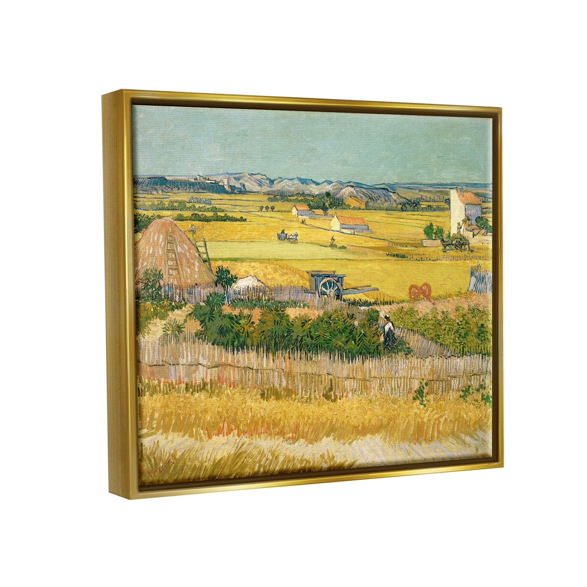 Stupell Industries The Harvest Vincent van Gogh Classic Painting Painting Metallic Gold Floating Framed Canvas Print Wall Art, Design by one1000paintings