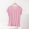 thumbnail image 4 of Fengqque Women's Plus Size Short Sleeve V-neck Modal Loose T-shirt Fashion Casual Solid Color Top Pink XXXXXL(XXXXXL), 4 of 6