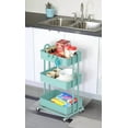 thumbnail image 5 of 3-Tier Heavy Duty Metal Utility Rolling Cart, Turquoise, 5 of 6