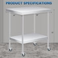 thumbnail image 2 of Bingirl 30x24 Inches Heavy - Duty Stainless Steel Commercial Prep Table with Wheels and Adjustable Undershelf for Restaurant Commercial Kitchen, 2 of 7