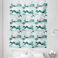thumbnail image 1 of Hawaii Tapestry, Pastel Tones Palm Trees and Beach Hills Paper Cut Style, Fabric Wall Hanging Decor for Bedroom Living Room Dorm, 5 Sizes, Teal Blush, by Ambesonne, 1 of 1