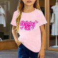 thumbnail image 2 of Little Girls Short Sleeve Shirts Summer Tops Fashion Casual Graphic Print Tee Shir Size 6-7T ,Pink, 2 of 4