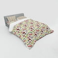 thumbnail image 3 of Fruit Duvet Cover Set, Doodle of Banana Kiwi Lemon Pear Apple, Bedding Set with Shams and Fitted Sheet, 3 Sizes, by Ambesonne, 3 of 3