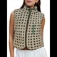 thumbnail image 2 of Chaleco de Cuadros para Mujer, Sin Mangas, de Forro , de Invierno, con Cuello Alto, Cremallera y Bolsillo en el Pecho. Verde XS, 2 of 7
