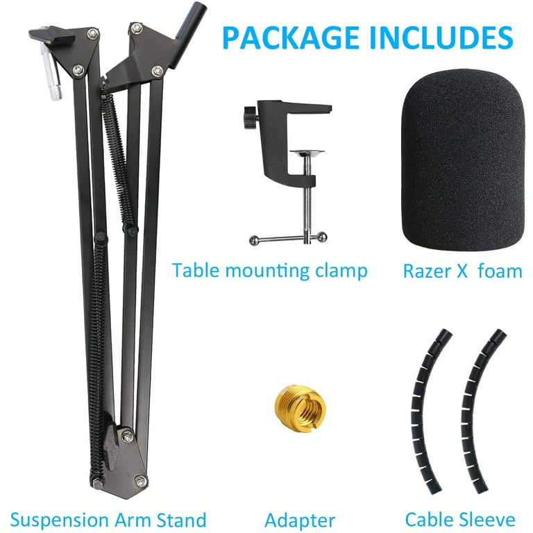 Mic Boom Arm Stand With Pop Filter, Compatible With Razer Seiren X Usb  Microphone