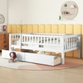 thumbnail image 5 of Bellemave Twin Daybed with Storage and Fence, Wooden Twin Size Platform Bed with Rails and 2 Drawers, Low Loft Bed Frame (White), 5 of 8