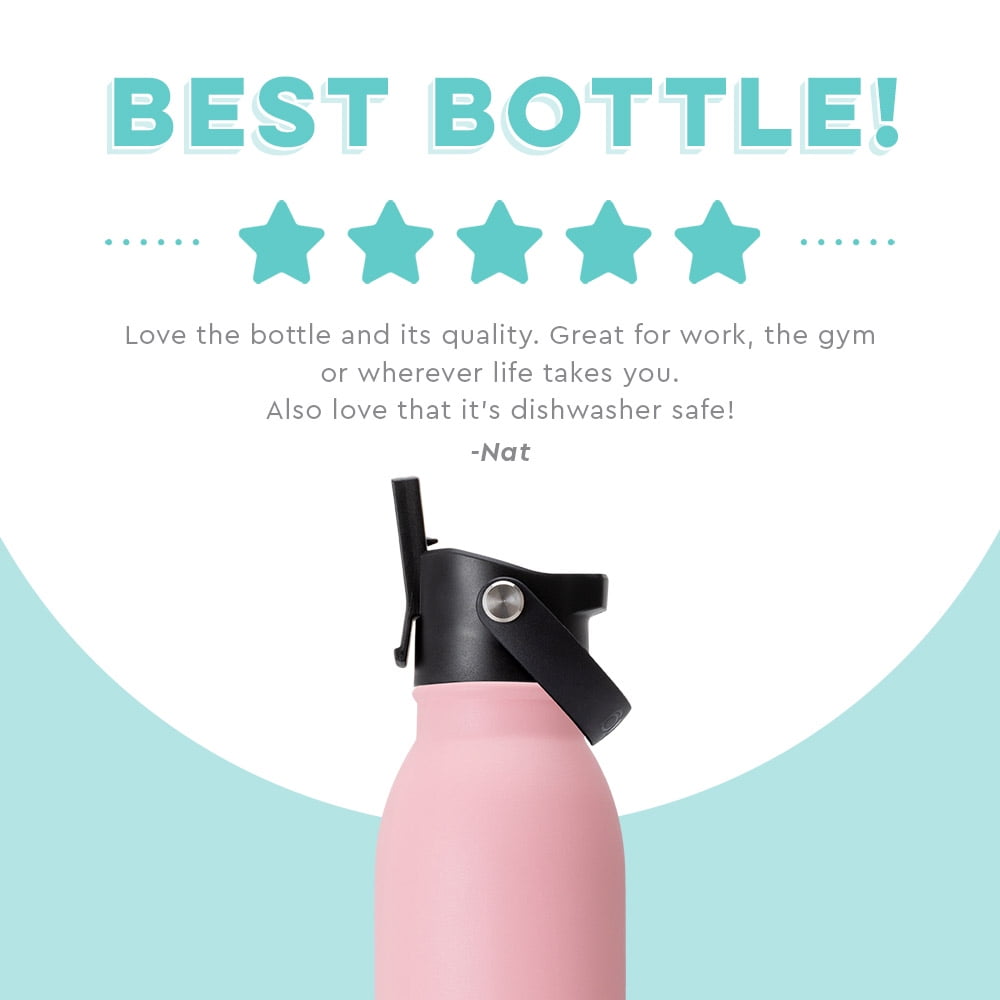 Swig Life 20oz Flip + Sip Bottle | Insulated Stainless Steel Water Bottle with Straw | Blush