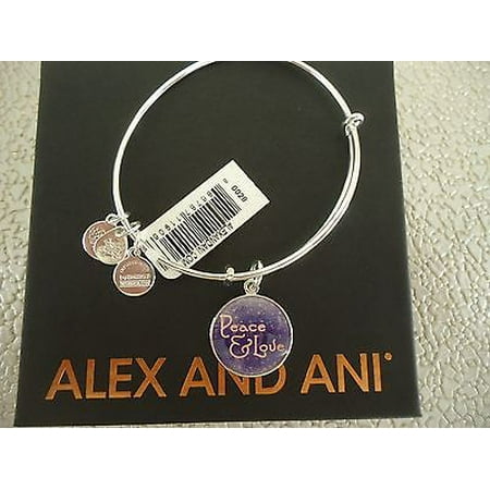 Womens Peace Bracelet - Alex And Ani Peace & Love Art Infusion Shiny Silver Bangle Bracelet A16EB126SS
