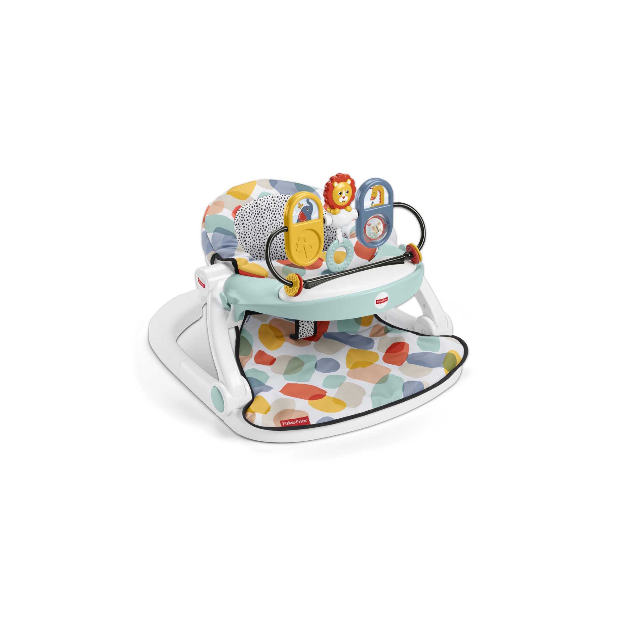 Fisher-Price Deluxe Sit-Me-up Floor Seat Portable Infant Chair with Toys & Tray, Beach Glass, New