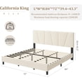 thumbnail image 2 of California King Size Upholstered Bed Frame with Adjustable Headboard, Linen Platform Bedframe with Strong Wooden Slats, Mattress Foundation, No Box Spring Needed, Easy Assembly, 2 of 7