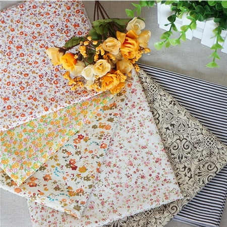 Polyfill Material 16pcs DIY Non-repeat Mixed Color Fabric Bundles Fat Quarters Polycotton Material Florals Gingham Spots Craft Tools 25 x 40cm ()