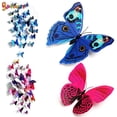 thumbnail image 2 of Spencer 24PCS Creative 3D Butterfly Wall Stickers DIY Removable Mural Stickers Decals Wall Art Decors for Home Bedroom Living Room "Purple&Blue", 2 of 9