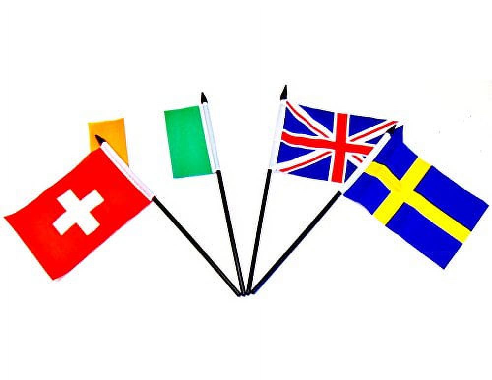 Trade Winds United Kingdom 4x6 Inch Desk Flag Set - Table Stick With Black Base, 100D Polyester