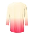 thumbnail image 5 of Fashion 3/4 Sleeve Summer Tops for Womens 2024 Plus Size Spring And Summer Gradient Printed Top Collar Button Sexy Shirt 3/4 Sleeve Long Sleeve V Neck Top/Shirt, 5 of 7