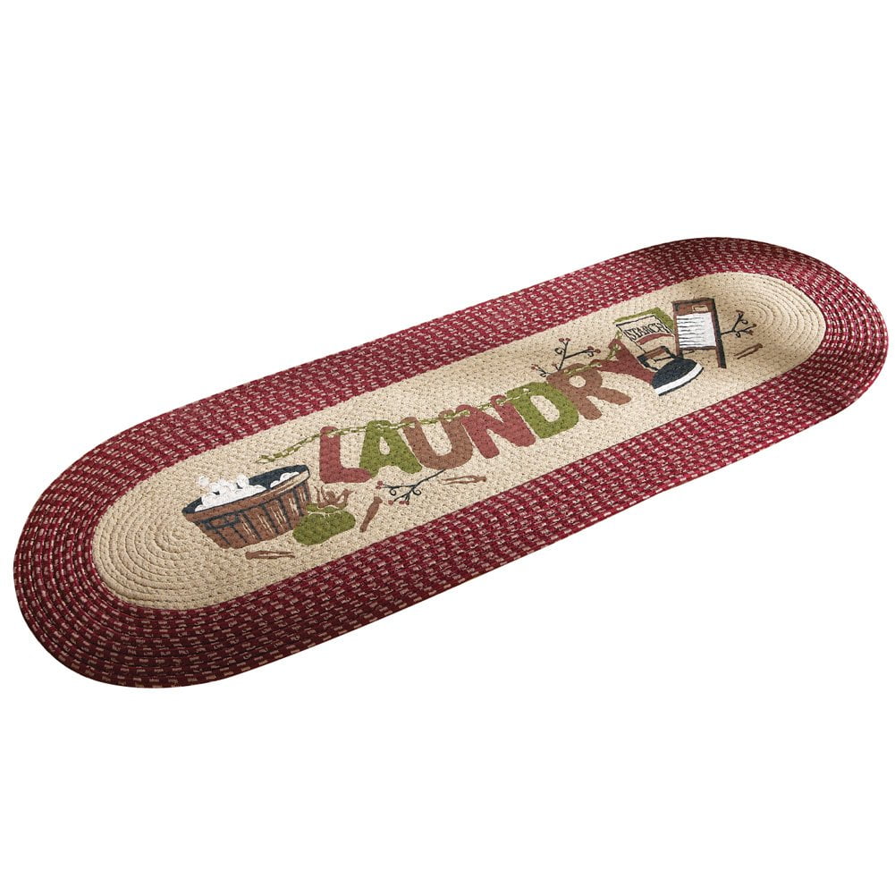 Collections Etc Vintage Laundry Room Decorative Braided Runner Rug