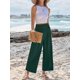 thumbnail image 4 of Pantalones Palazzo ANRABESS para mujer, cintura alta, pierna ancha, verde oscuro, 4 of 6