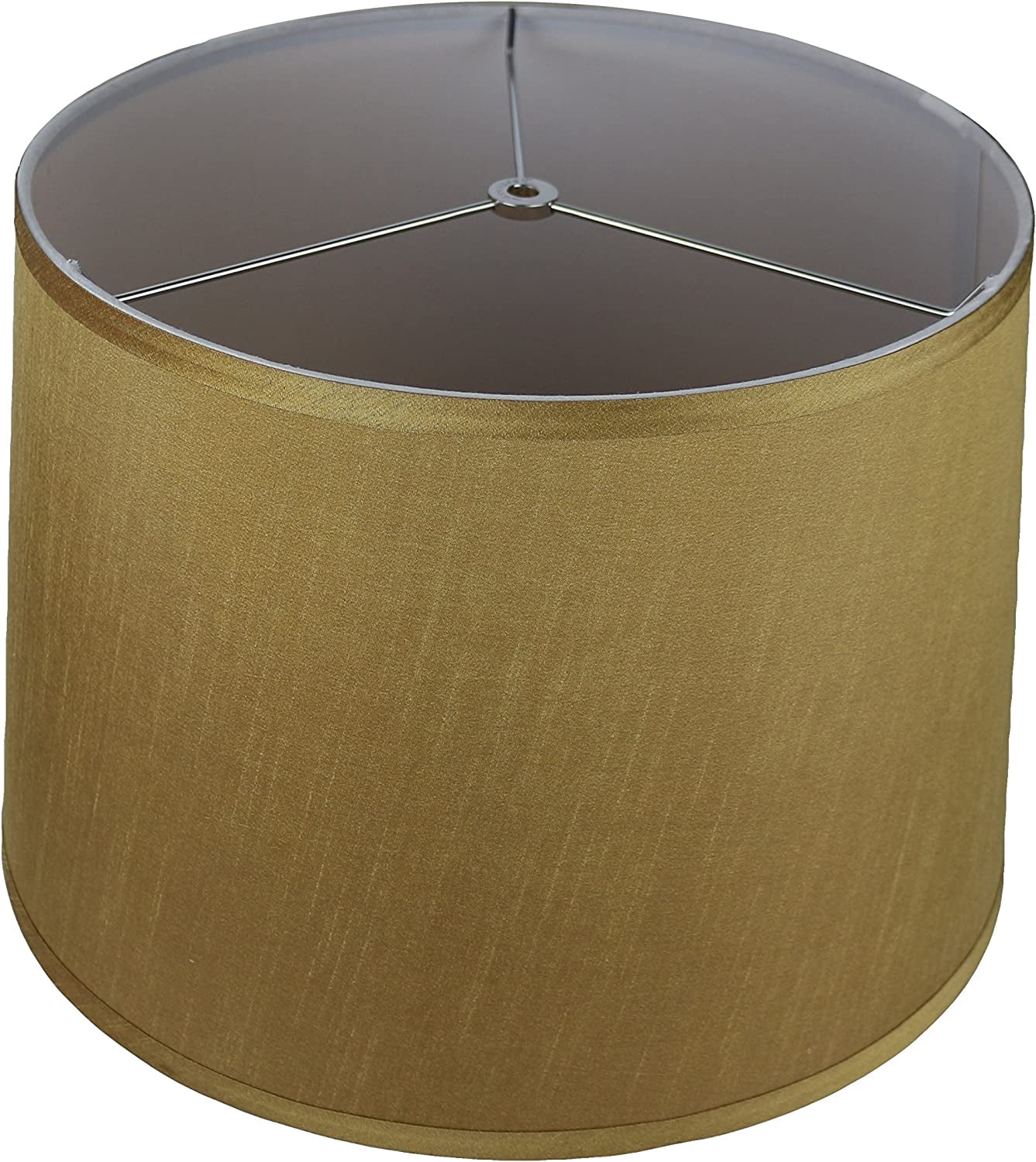 Urbanest Hardback Faux Silk French Drum Lampshade – 12" Top x 14" Bottom x 10" Slant Height – Gold Tone –Spider Fitter- Classic Lampshade for Table Lamps, Floor Lamps & Accent Lighting- 1 Piece