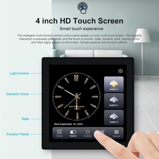 Tuya T3E Pro Smart Control Panel Switch Touch Screen Panel Switch Zigbee Intelligent Home Wall Push Light Switch Black