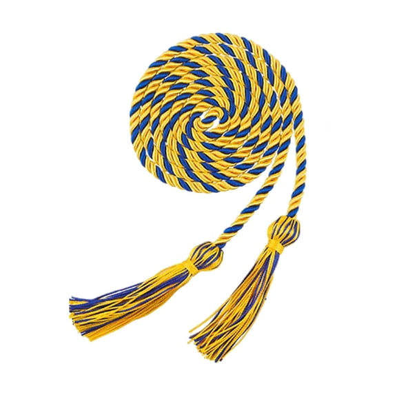 Graduation Cords Blue and Gold Braided Tassel Honor Cord Set for Commencement Academic Regalia 67 Inch Full Length Polyester Fiber Graduation Party Supplies and Photo Props