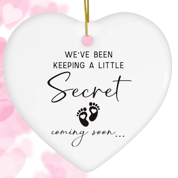 Baby Pregnancy Announcement Gifts-Promoted to Grandparents,Grandma,Grandpa,Aunt,Uncle-Baby Coming Soon-New Baby Reveal Gifts for Mom Dad Sister Brother Friends Heart Shaped Ornament