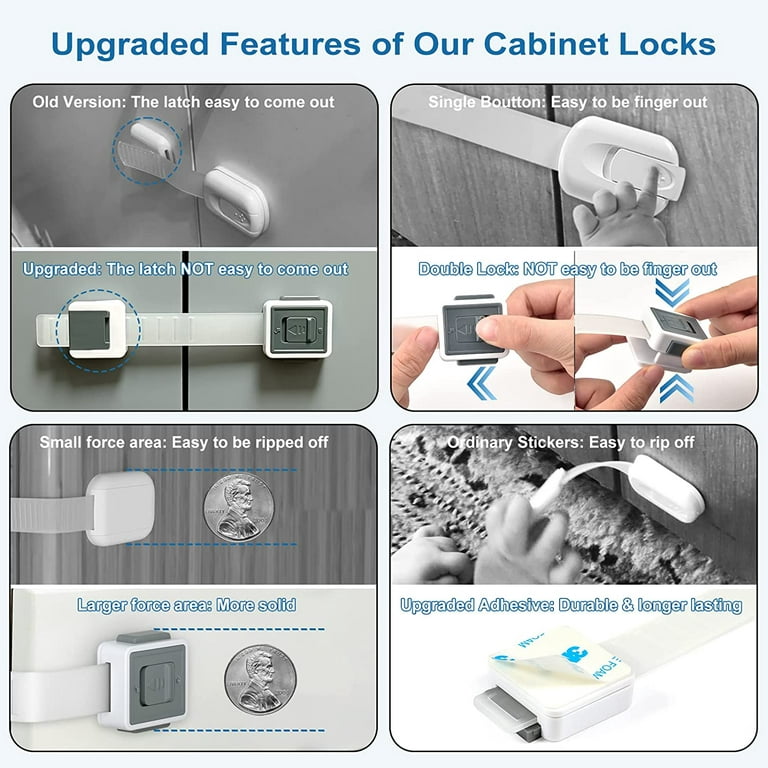 Baby Locks Child Safety Straps Cabinet Drawer Door Latches (12-Pack)