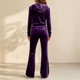 thumbnail image 5 of Kyntgho Women's 2 Piece Velour Tracksuit, Full Zip Hooded Jacket and Wide Leg Pants, Long Sleeve Casual Lounge Set, 5 of 7