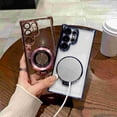 thumbnail image 5 of Allytechgroup Stylish Clear Case for Samsung Galaxy A56 5G, Ring Holder Kickstand Anti-Yellow Mangetic Back Cover for Women Men [Corner Protector] Phone Case for Galaxy A56 5G, Silver, 5 of 6