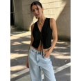 thumbnail image 6 of Women'S Linen Clothes Tie Front Tops Going Out Top Trendy Sleeveless Vest Shirts Black XL, 6 of 9