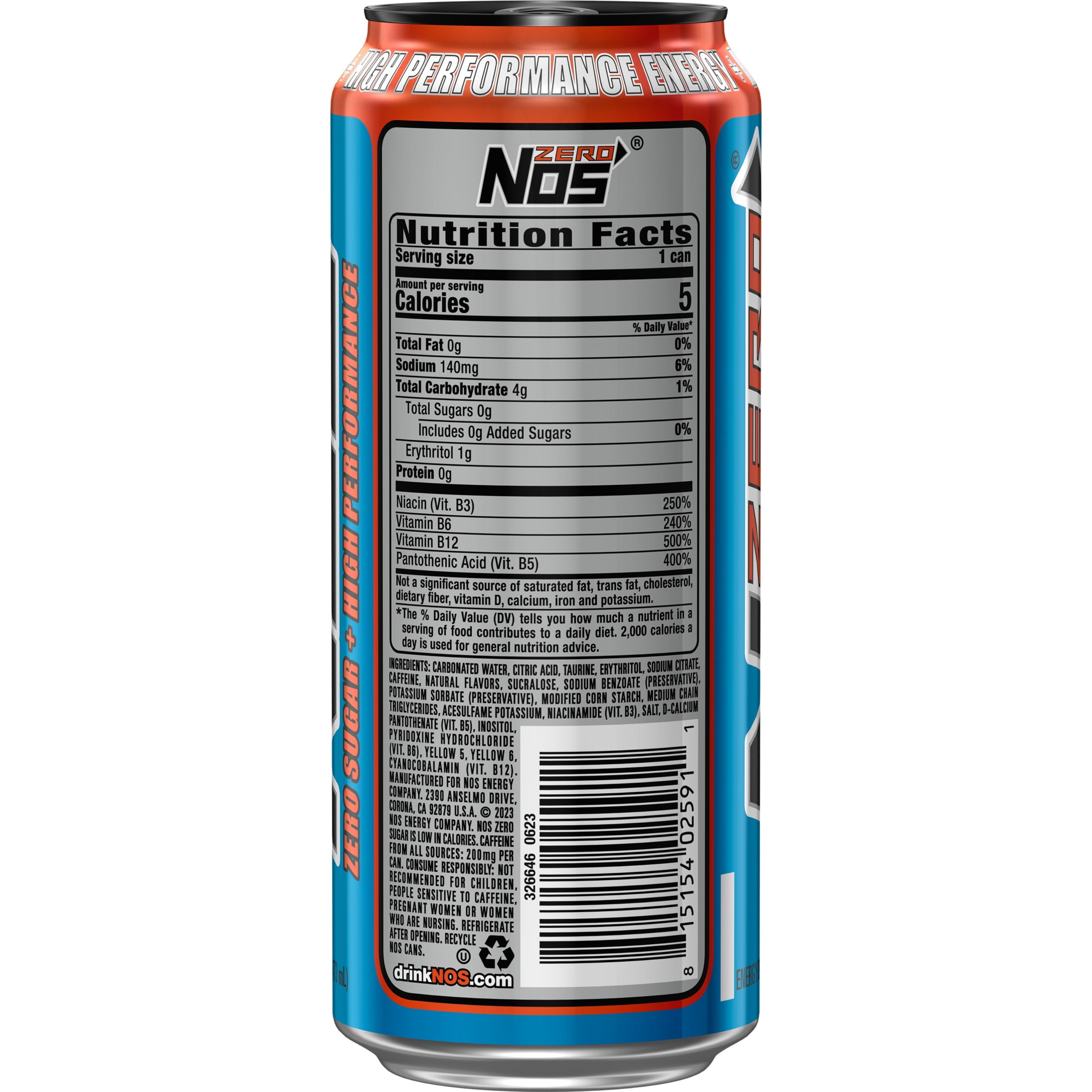 (5 pack) Zero Sugar Energy Drink, Zero Sugar Flavor, 16 oz Can