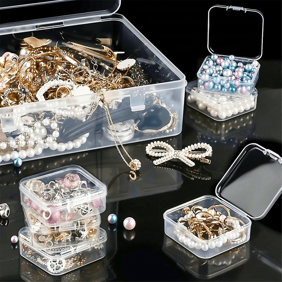 Bead Organizer,90Pcs Small Bead Storage Containers,3 Large Craft Storage Cases,Storage Box for Jewelry Making Diamond