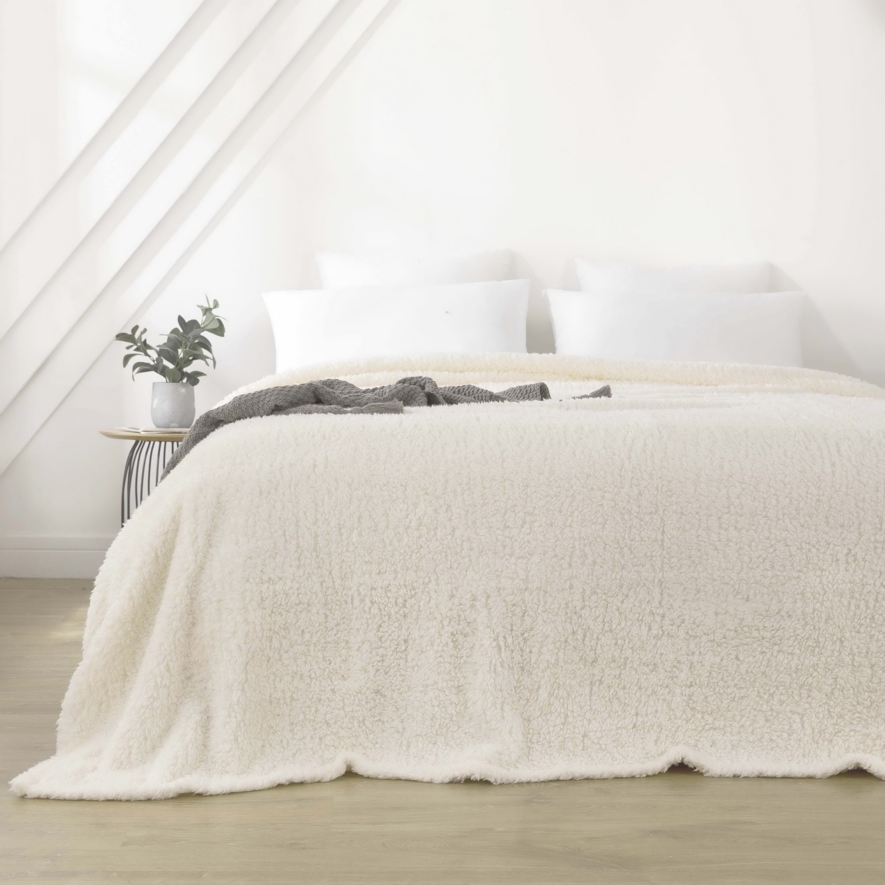 Mainstays Sherpa Queen Bed Blanket in Ivory