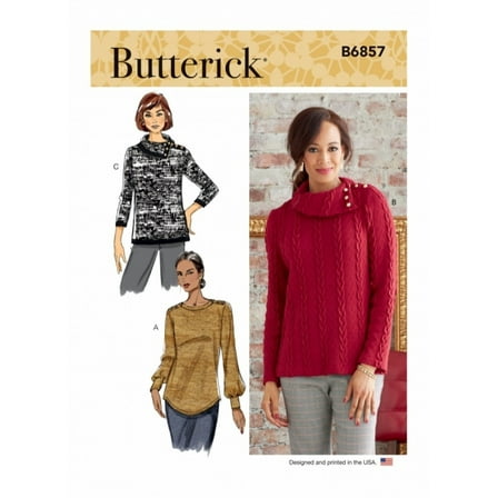 Butterick Sewing Pattern 6857 Tops A (XS-S-M-L-XL-XXL)