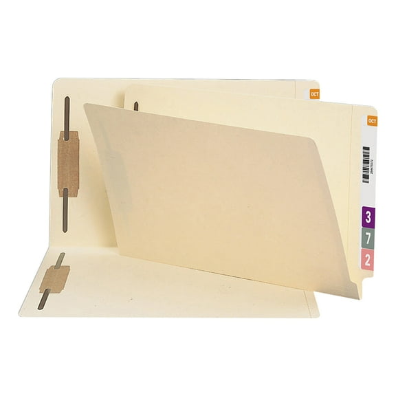 Smead® End-Tab Folders With Fastener, Straight Cut, Legal Size, Manila, Pack Of 50