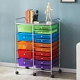 thumbnail image 6 of XPOPR 15 Drawers Rolling Storage Cart Multipurpose Mobile Rolling Utility Storage Organizer Cart Tools Scrapbook Paper Organizer on Wheels, Multicolor, 6 of 11