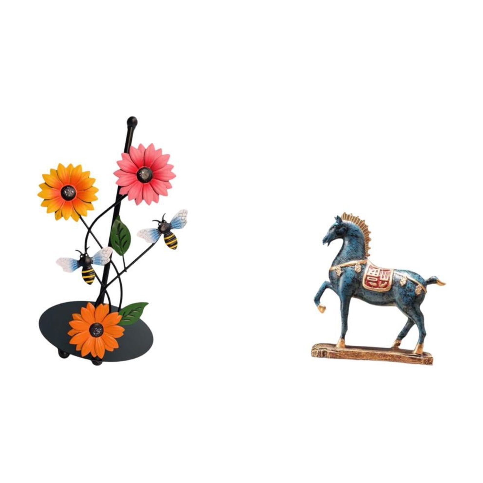 Fiocias Horse Paper Towel Holder Dispenser Non Slip Vertical Tissue Rack Figurine Desktop Ornament Fengshui Decor Standing Sculpture for Home Desk Living Room
