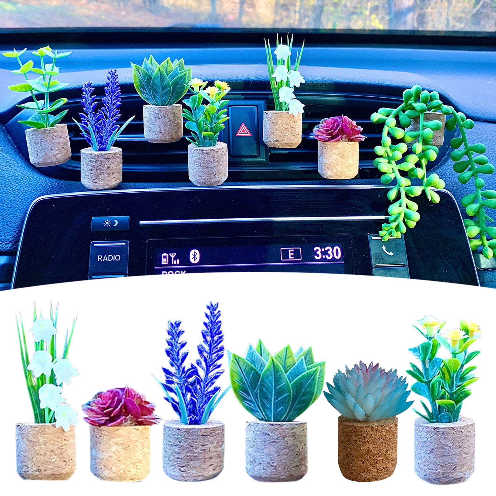 Cute Succulent Car Vent Clip Relieve Stress Compact 3D Artificial Plant