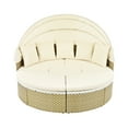 thumbnail image 4 of Euroco Round Outdoor Rattan Daybed with Retractable Canopy and Adjustable Table, All-Weather Wicker Sectional Sofa Set with Cushions and Pillows, 4 of 9