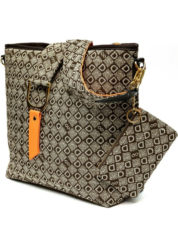 DASTI  Handbags Wallet Tote Bag Shoulder Bag  Brown Set 2pcs for Women