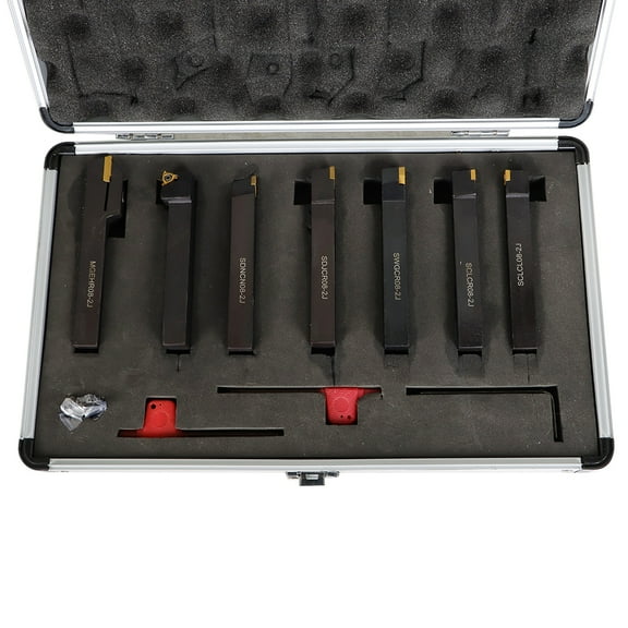 ALL-CARB 7Pcs Carbide Indexable Turning Tool 1/2" Lathe Tool Bit Thread Insert Holder