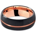 thumbnail image 2 of P. Manoukian Tungsten Wedding Band Ring 8mm for Men Women Black & 18K Rose Gold Plated Offset Line Dome Brushed Polished Lifetime Guarantee Size 5.5, 2 of 4