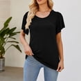 thumbnail image 1 of Shorts pour Femmes, Hauts à Manches Courtes pour Femmes, T-Shirt Décontracté Uni à Col Rond à Manches Volantées pour Femmes, Haut à Manches Courtes, 1 of 8