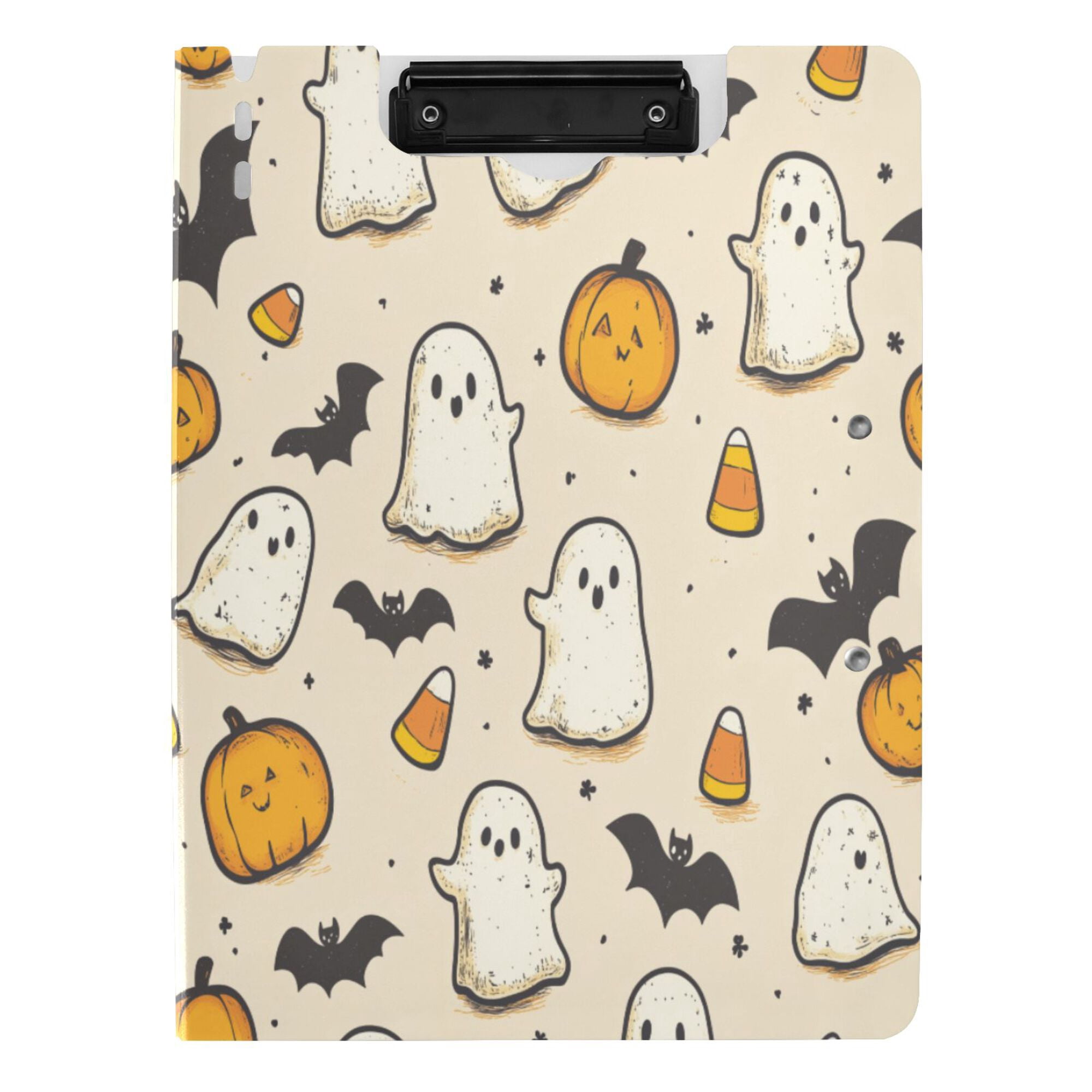 FORMRS A4 Clipboard Folder with Pen Holder Horizontal Foldable School Office Binder, Halloween Cute Ghosts