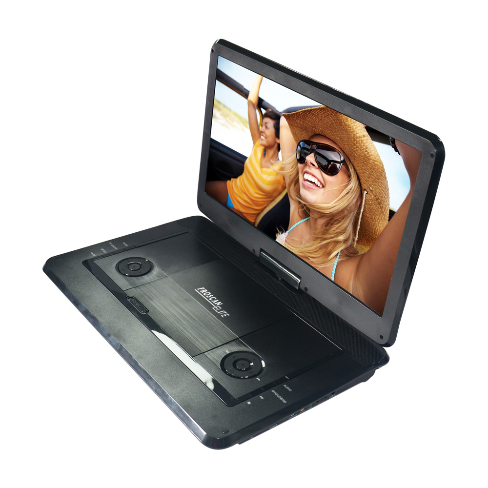 Proscan Elite 15.6In. Portable DVD Player with Swivel Screen and Earbuds, Black, PEDVD1566