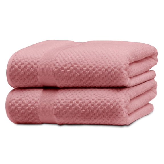 Kingrest 100% Cotton Bath Towel Sets of 2 Pieces, 2 Bath Towel, Highly Absorbent Towels for Bathroom, Gym, Hotel - Pink coral