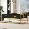 thumbnail image 6 of [Luckynote]Modern Black Rectangular Coffee Table with 4 Drawers and Gold Base in 47.3", 6 of 10