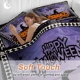 thumbnail image 4 of Halloween Pumpkin Bedding Duvet Cover Set Queen Size 4 Pieces Castle Lattice Purple Horrible Bedding Set with Zipper Closure, 1 Comforter Cover 90x92 Inches 1 Flat Sheet & 2 Pillow Cases, 4 of 7