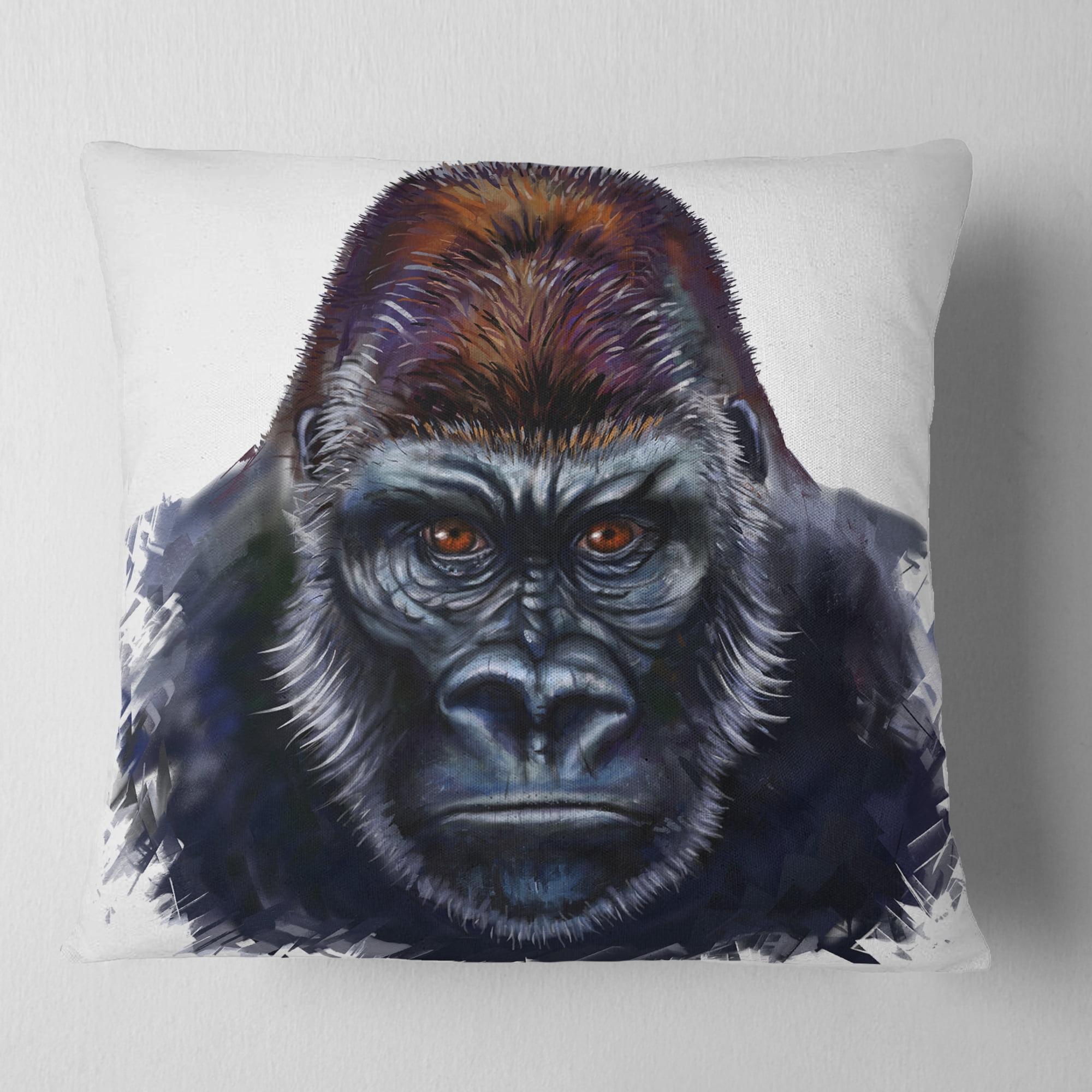 Designart Gorilla Male Illustration - Animal Throw Pillow - 16x16