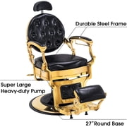 BarberPub Heavy Duty Metal Vintage Barber Chair Hydraulic Recline Salon Beauty Spa Chair 2933 Gold