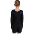 thumbnail image 3 of iiniim Girls Rhinestones Long Sleeve Gymnastics Leotards with Athletic Shorts Set Biketard Dancewear Blue 6, 3 of 7