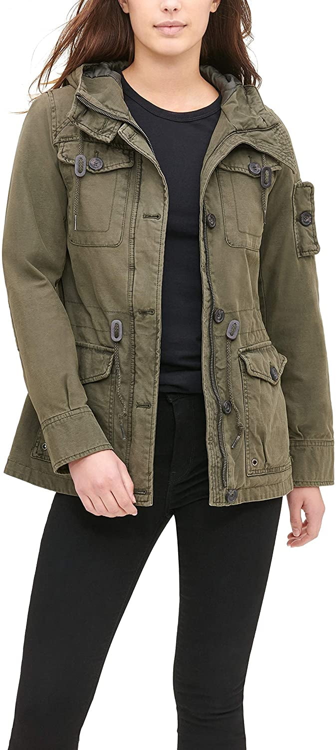 green hooded military jacket